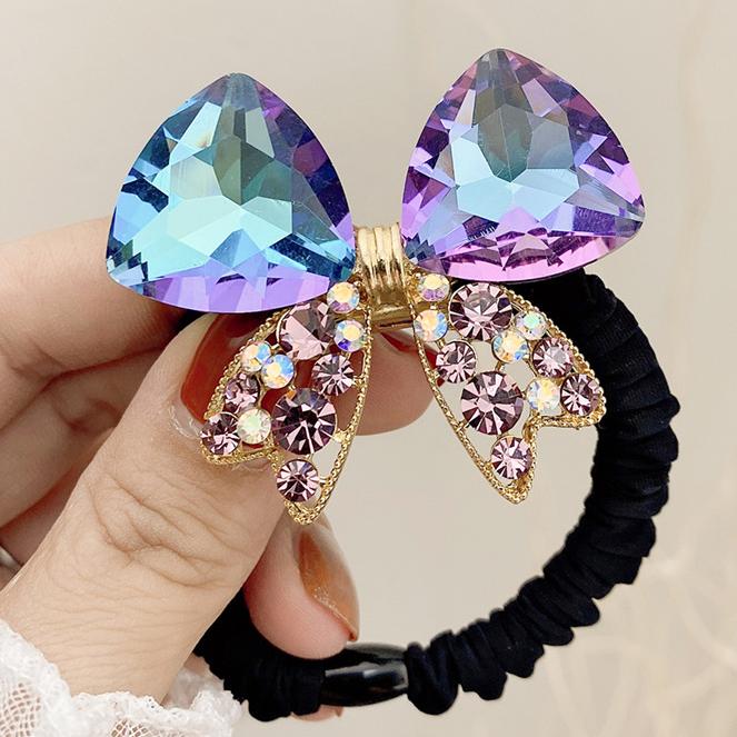

Hair Clips & Barrettes Luxury Crystal Butterfly Scrunchies Elastic Rubber Bands Women Girls Headband Holder Ties Accessories, Golden;silver