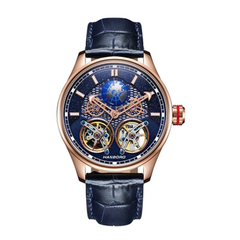 

Wristwatches 2021 Men's Automatic Mechanical Watch Double Tourbillon Watches Skeleton Stainless Steel Luminous Reloj Hombre, 19