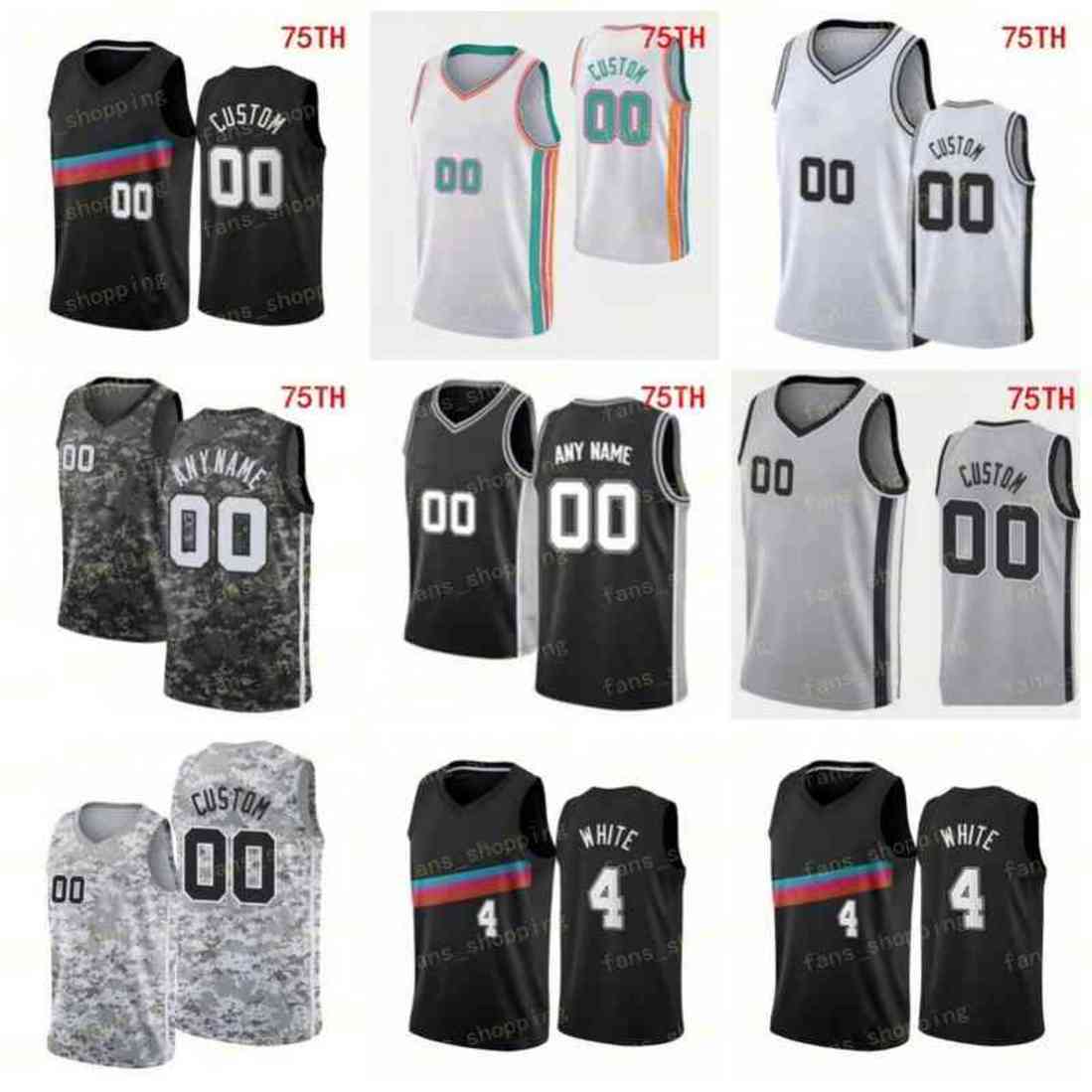 

Custom Printed 75th City Basketball Jerseys Dejounte Murray 5 Goran 19 Dragic Jakob Poeltl 25 Keldon Johnson 3 Romeo 35 Langford Tomas 45 Satoransky Josh 7 Richardson, As