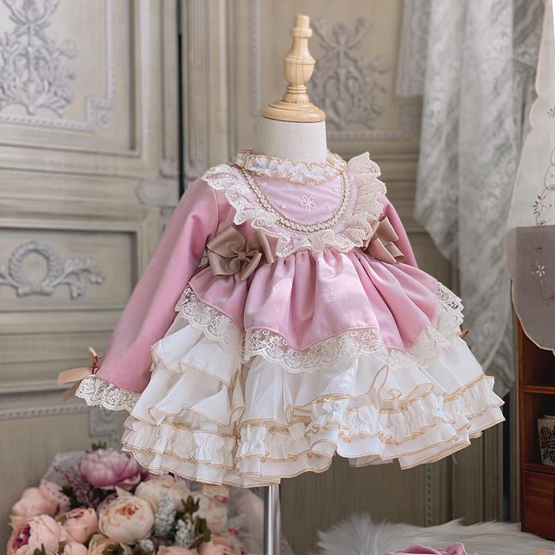 

Girl's Dresses Little Girls Vintage Lolita Princess Dress Baby Girl Year Party Christmas Birthday Vestidos Infant Spanish Royal, Red;yellow