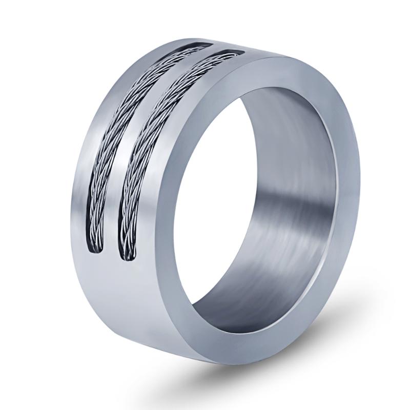 

Wedding Rings Men's Punk Rock Ring Fashion Stainless Steel Party Jewelry Cool Wire For Male