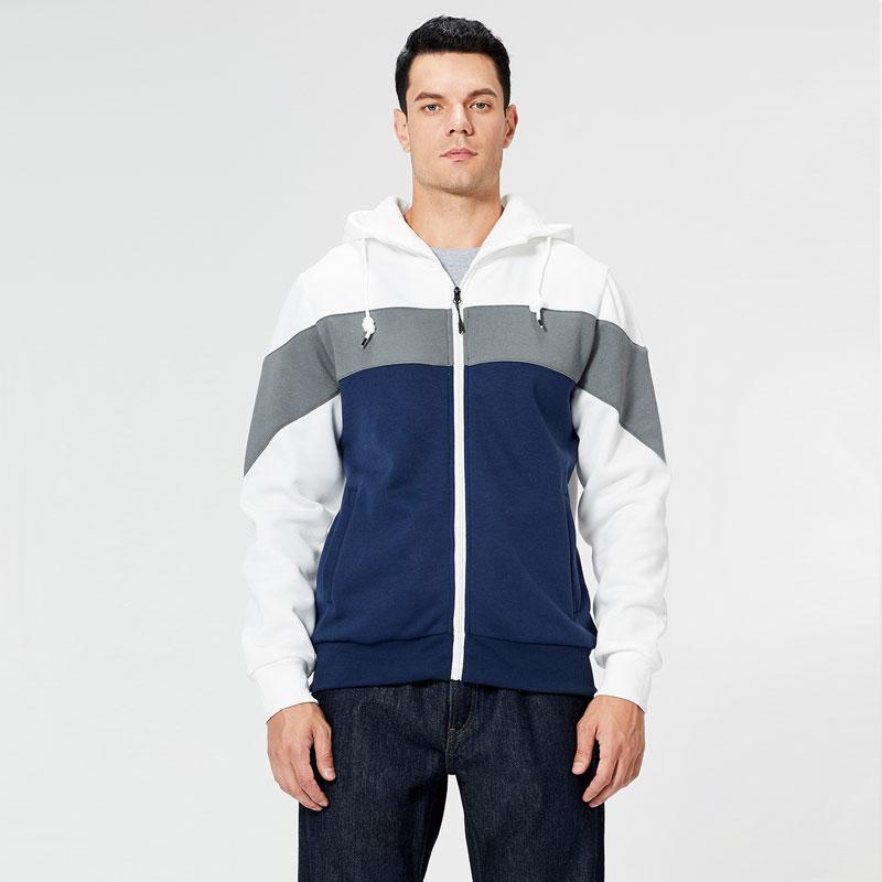 

Men's Hoodies & Sweatshirts Spring Autumn Zipper Jacket Clothes Splicing Men Keep Warm Pockets Long Sleeve Casual Top Zip Up Sweatshirt, Blue