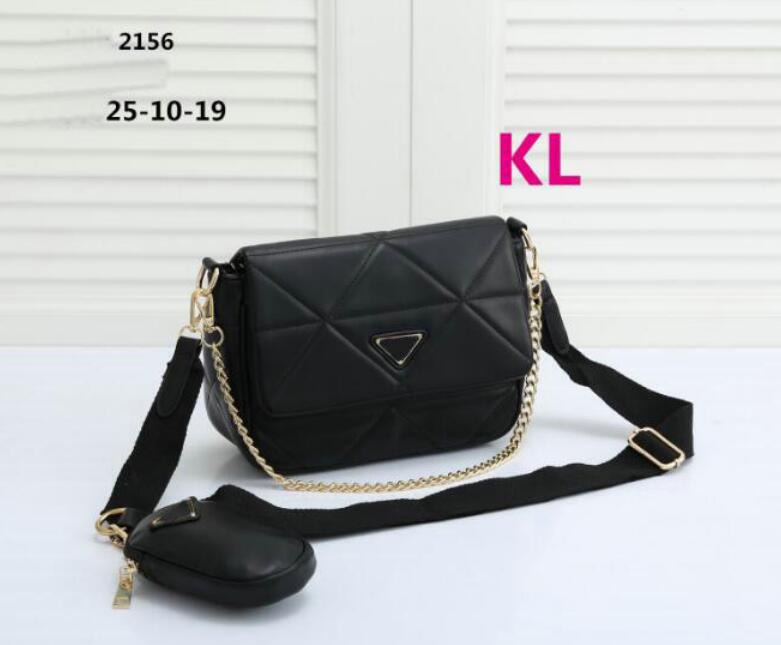 

Top quality women 2pcs/set designer shoulder bags waterproof leather Chest pack lady Tote chains handbags Clutch purse messenge Bags 2011#, Black