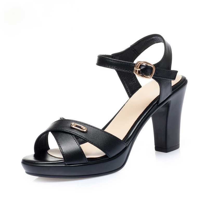 

Women's Sandals High Heel 2021 New Genuine Leather Women's Summer Shoes Small Size 33 Fashion Open Toe Women's Sandals Y0721, Black