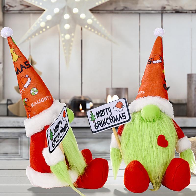 

Christmas Decorations Green Beards Faceless Doll Holding Sign Dwarf Ornament Gnome Xmas Navidad Natal Year 2022 Pendants Craft