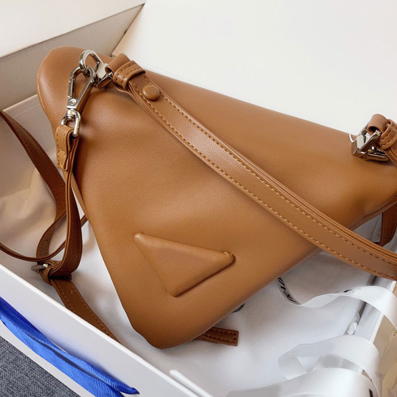 

Shoulder Bags Crossbody Purse Handbag Triangular Package Fashion Soft Sheepskin Real Leather Plain Removable Strap Zipper Lady Wallet High Quality, Box