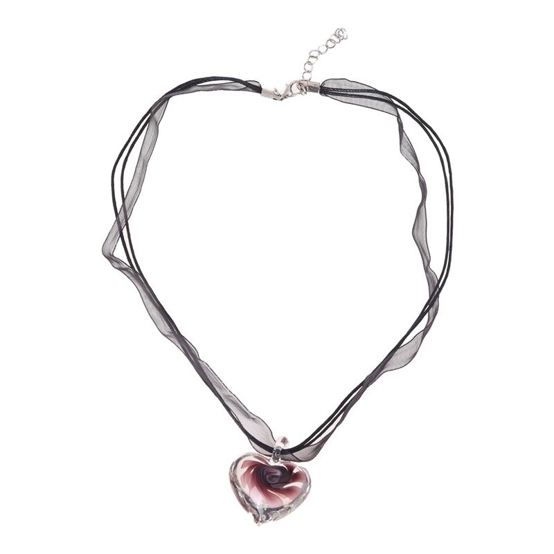 

Pendant Necklaces Murano Glass Necklace Purple Heart Flowers