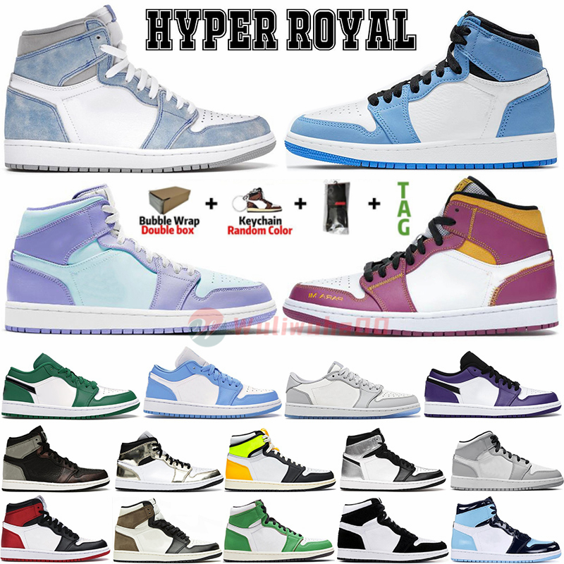 High Hyper Royal 1 Mens Basketball Shoes University Blue 1s Mid Chicago Purple Aqua Low UNC Travis scotts Jumpman Sports Sneakers Womens Trainers