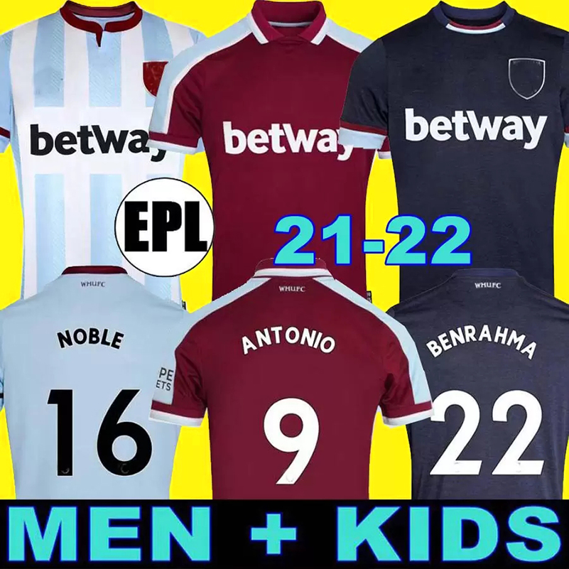 

2021 2022 West Ha m Soccer Jerseys United 21 22 BENRAHMA YARMOLENKO NOBLE ANTONIO LANZINI P.FORNALS Lanzini BOWEN Rice Coufal Jersey Football Shirt Mens Kids Kit, Colour 9