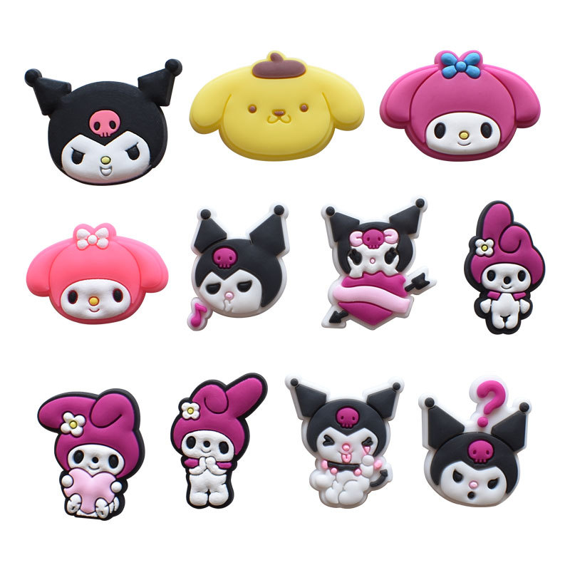 

Pvc Catoon Anime Shoe Parts Accessories Charm buckle Jibitz for Croc Charms Clog Buttons Pins, White;pink