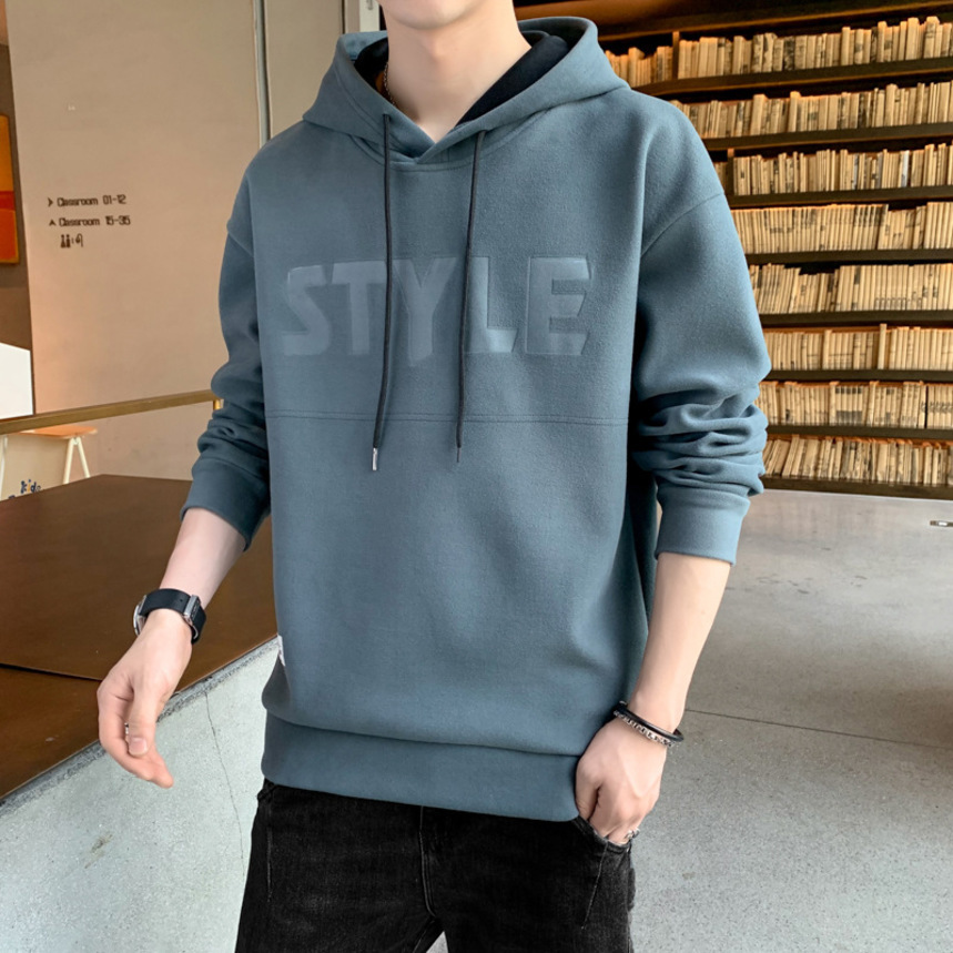 

2021 hooded bottomed sweater spring and autumn trend versatile casual Pullover men's coat, Black