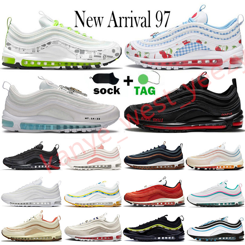 

97 Cushion Mens Running Shoes Mschf Lil Nas x Satan Luke Inri Jesus Black Bullet Reflective 97s Triple White First Use Cork Undefeated Sports Designer Sneakers, 24