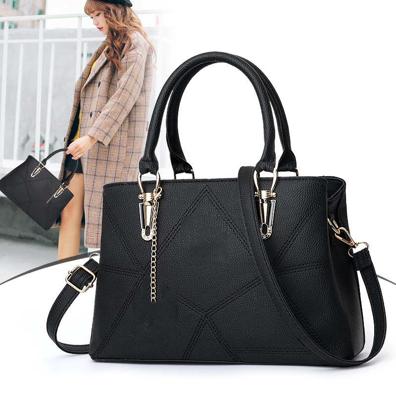 

Luxurys Designers fashion women shoulder Totes Bag Geometric Patchwork Top quality bags PU handbags brand bags purse 3301, Black