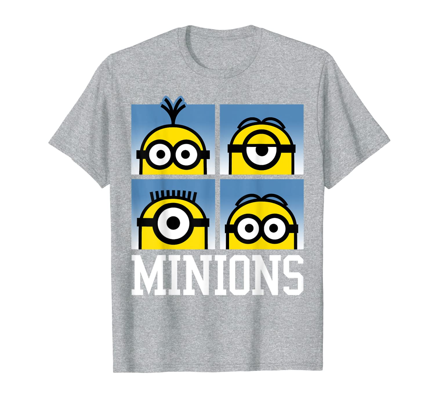 

Despicable Me Minions Minions Bust Portrait Grid Logo T-Shirt, White;black