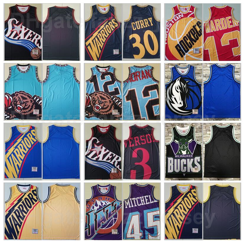 

Vintage Mitchell and Ness Basketball Donovan Jersey 45 James Harden 13 Allen Iverson 3 Stephen Curry 30 Ja Morant 12 Blank Navy Blue Green Black Purple Yellow Blue Red, 3 black