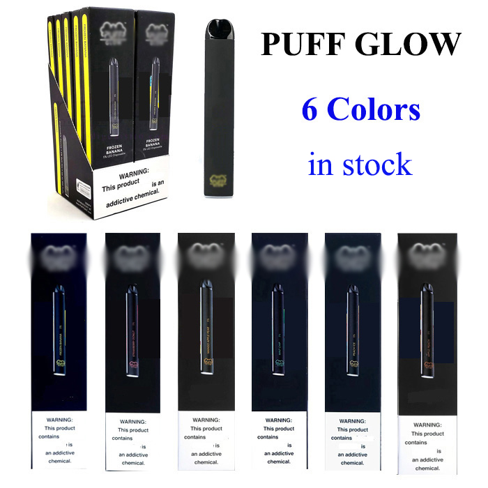 

Puff Bar Glow Disposable Vape Device Pod Starter Kit Electronic Cigarette 500 puffs 1.4ml 280mAh Battery LED Light with Security Code