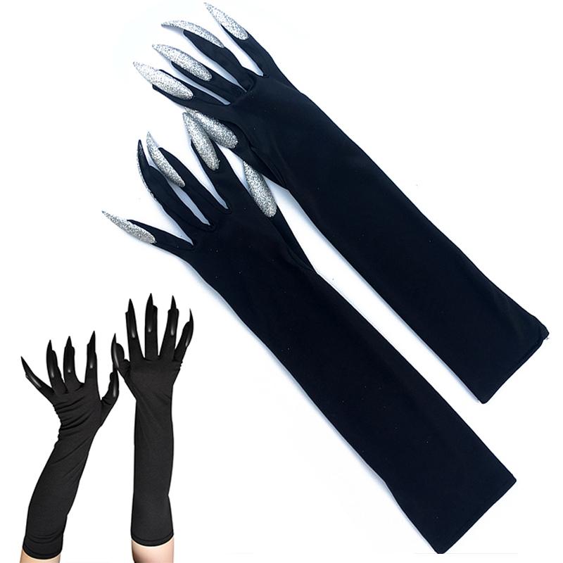 

Five Fingers Gloves Halloween Long Nails Women Men Joking Tools Creative Scary Fancy Props Black Mitten Funny Festival Witch Cosplay