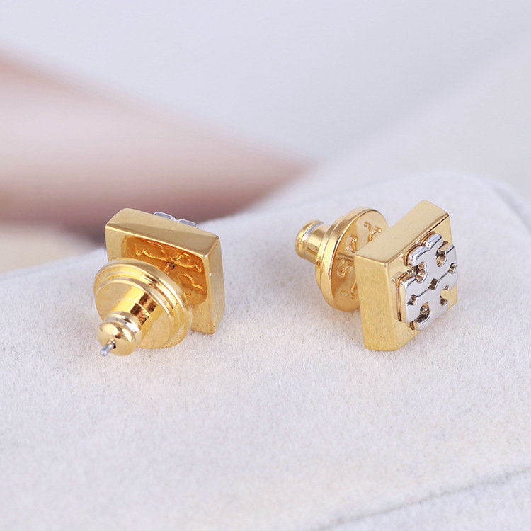 

2021 Top Quality 18K Gold Plated Brand Stud Earring Double Colors Letter earrings, Golden;silver