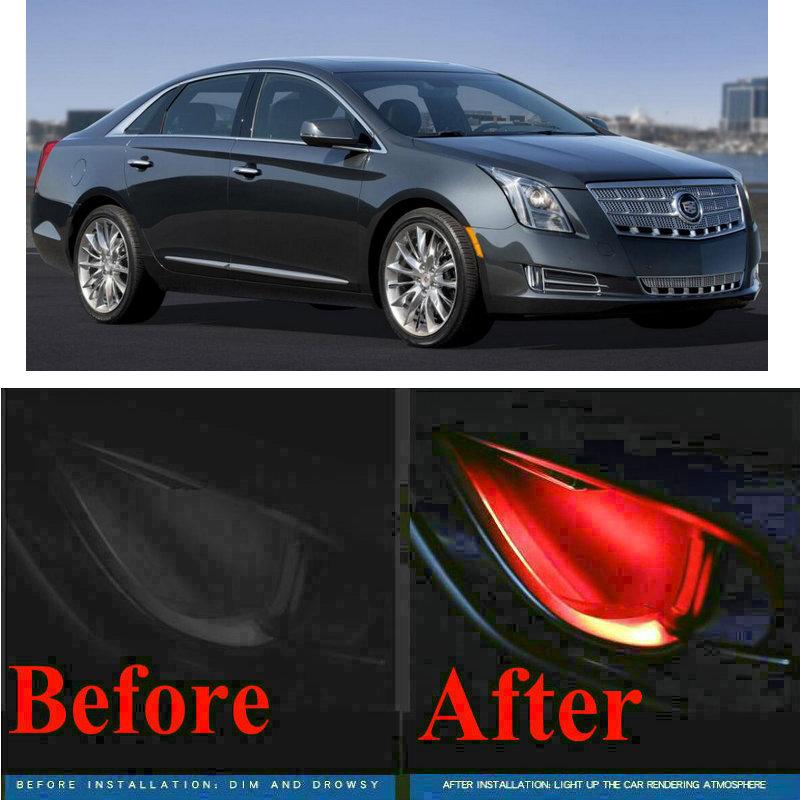 

4pc CF Style Stickers On Cars Interior Inside Door Handle Atmosphere Lamp For ATS CT6 CTS ELR Escalade SRX XTS Ct4 Ct5 LED Emergency Lights