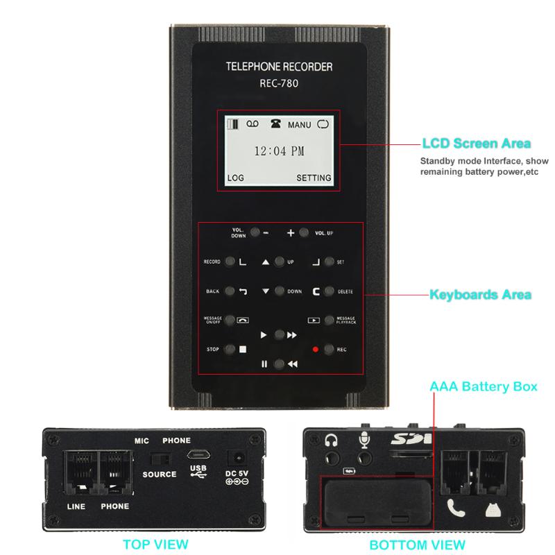 

Digital Voice Recorder Landline Phone Call Automatic/Manual Telephone Calls Recording Device Compatible With Digital/analog/IP DD