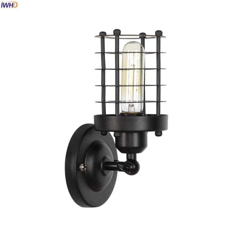 

Iron Metal Black LED Wall Lamp Bedroom Stair Mirror Light Retro Edison Sconce Aplique Luz Pared Luminaire Lighting