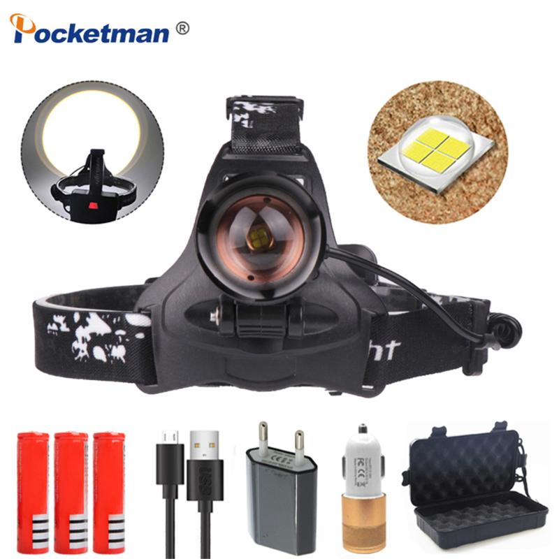 

Head Lamps Powerful 40000LM LED Headlight XHP70 Headlamp Zoomable Lamp Waterproof Torch Light For Camping With 18650