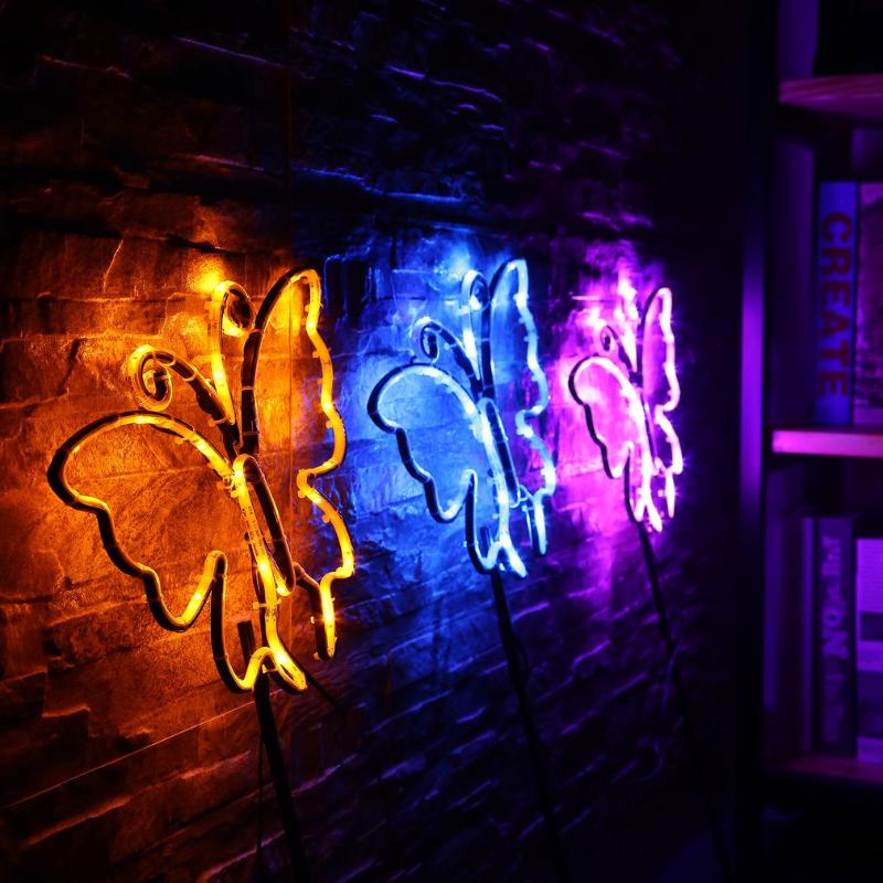 

3Pcs/Set Butterfly Shaped Neon Sign Light Kit Night Lamp Wall Coffee Bar Mural Crafts Room Home Decorations Floodlights