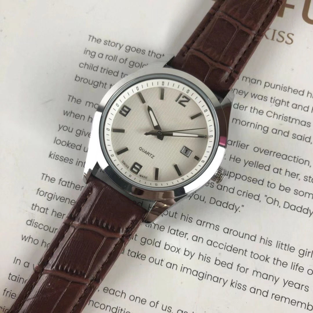 

2022 Classic Vintage Pin Buckle Belt Men's Quartz Watch Display Calendar Gentleman's Luxury Line Jewelry Long