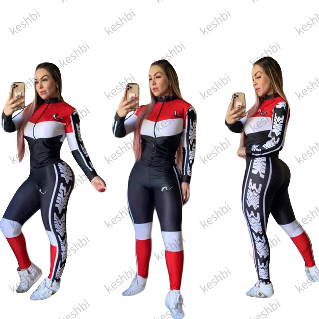 

2022 Women' Tracksuits Sexy Sports Suit Casual Printed Two-piece Luxury Designer High Quality Sportswear, Black