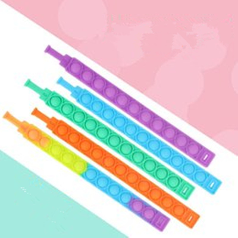 

Decompression Fidget Pop Finger Toys Bracelet Puzzle Exercise Anti-Static Wrist Strap Push Bubble Silicone Bracelet Sensory Ring G695IXV