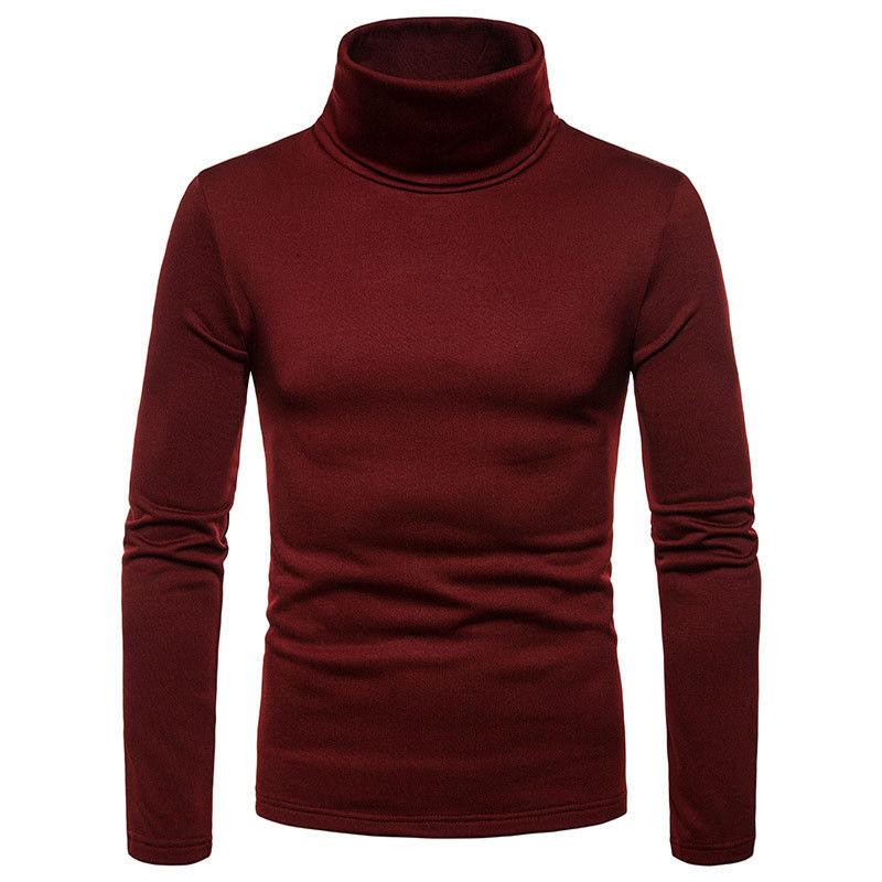 

Men's Sweaters Fashion Men Casual Slim Fit Basic Turtleneck Knitted Sweater High Collar Pullover Male Double Tops X7566, White;black