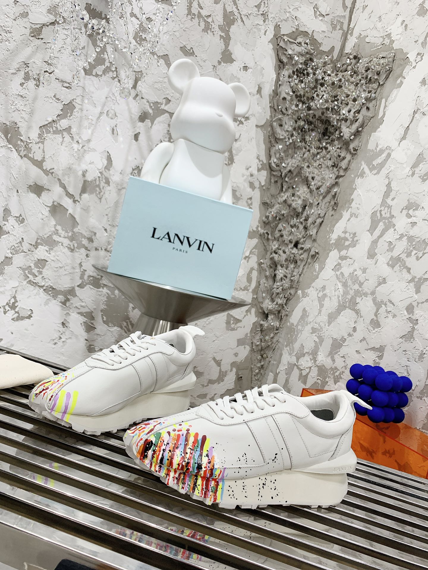 

New men and women couple trendy Forrest Gump shoes graffiti shoess splash ink jogging sneakers, White