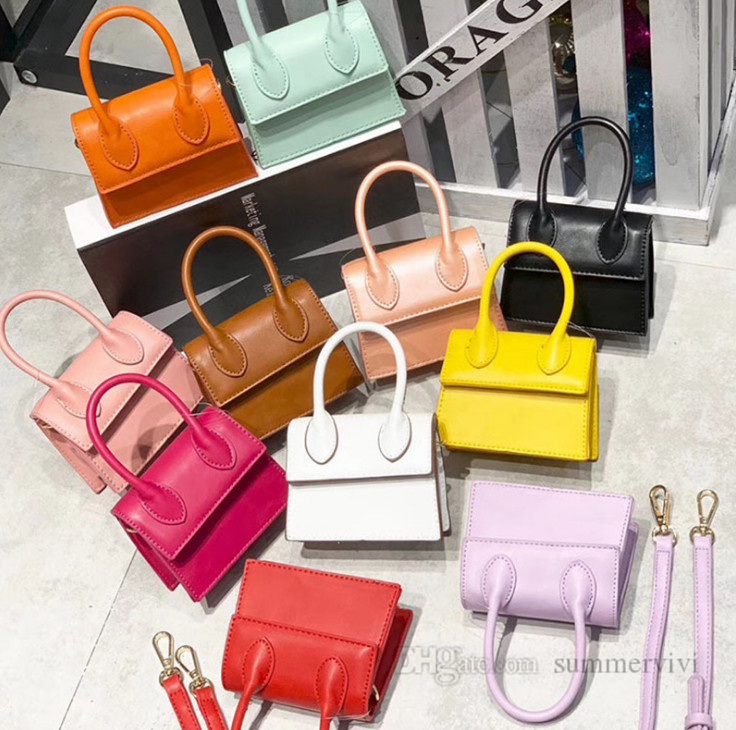 

Luxury Girls handbag kids one-shoulder bags Fashion children PU leather square messenger bag women Mini phone lipstick purse 10 color Q0726, Mix colors