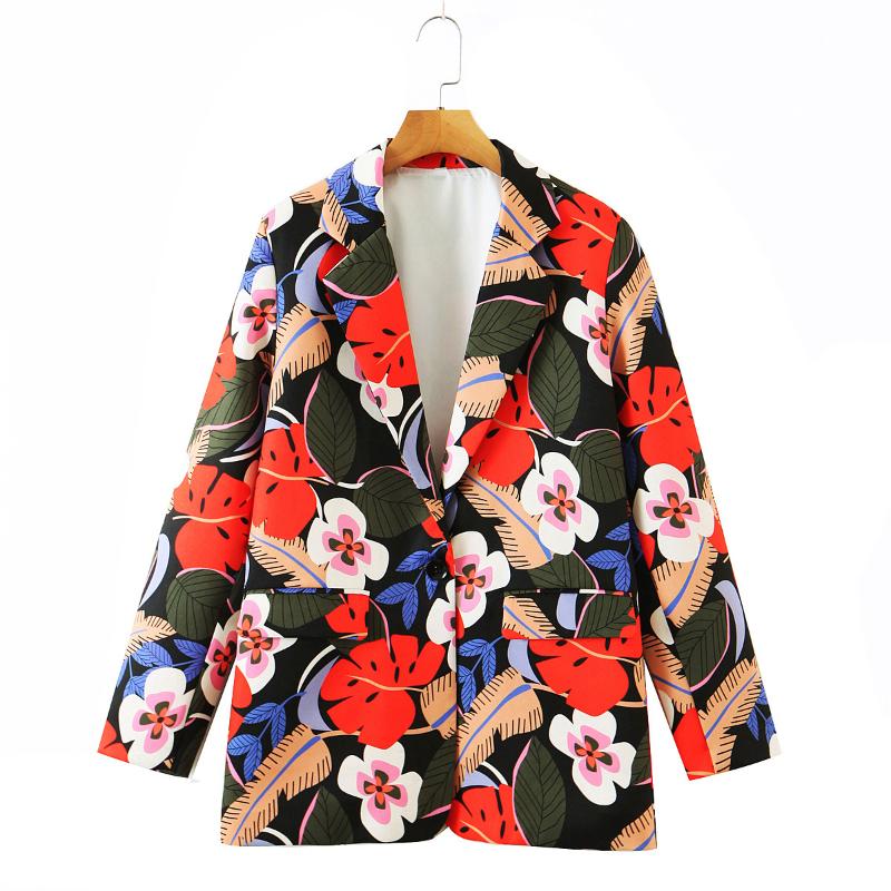 

Women' Suits & Blazers The Europe And United States In Autumn Wind Dress 2021 Printed Blazer Suit 2492 Flowers, See chart