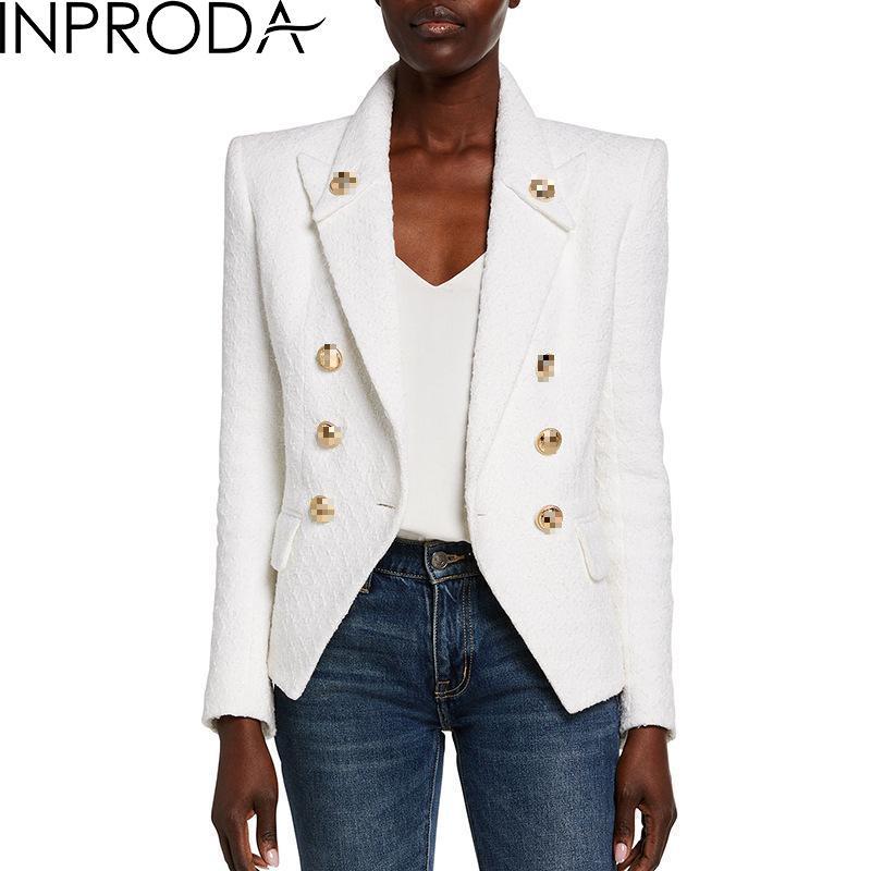 

Women' Suits & Blazers GetSpring Women Blazer Tweed Suit Temperamet Slim Jacket Double Breasted Long Sleeve Ladies Coat 2021, White