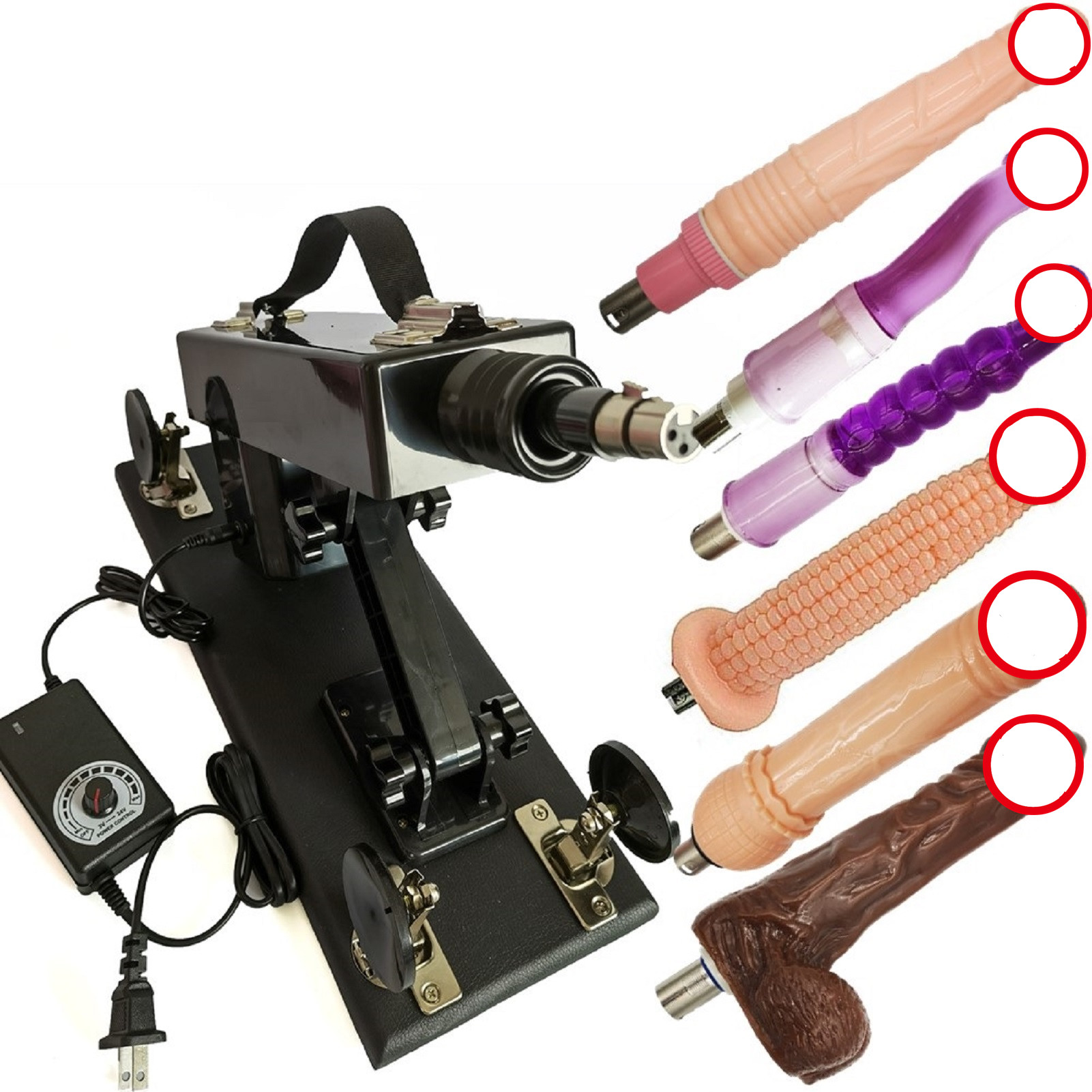 

AKKAJJ Automatic Thrusting Sex Machine for Private Masturbation with 3XLR Connector Attachments A6 Black Speed and Anlgle Adjustable