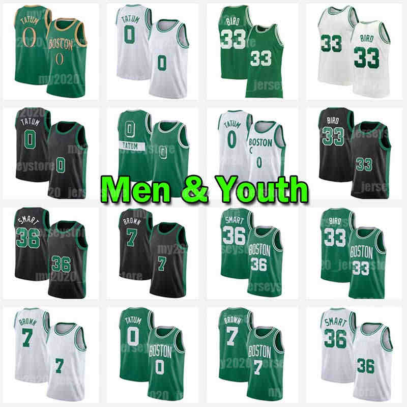 

75th Mens Jayson 0 Tatum Boston''Celtics''Jaylen 7 Brown Jersey Marcus 36 Smart Basketball Anniversary Bird Green Valley Indiana State University College 33, Men jersey(k er t)