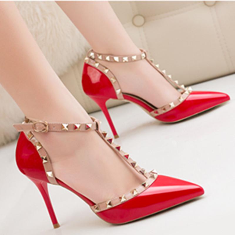 

Sandals Sexy Nightclub With Thin Heels And High-heeled Pointed Shoes Female Rivets Hollow Word, Black