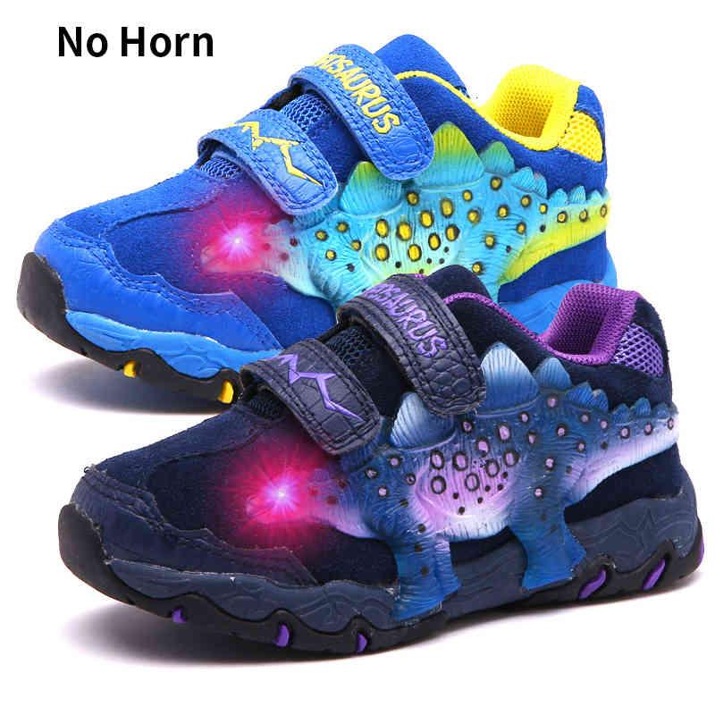 

Dinoskulls Kids 3D Dinosaur Light Up Boys Sneakers 2021 LED Velvet Children's Trainers Glowing Tennis big Shoes, Black