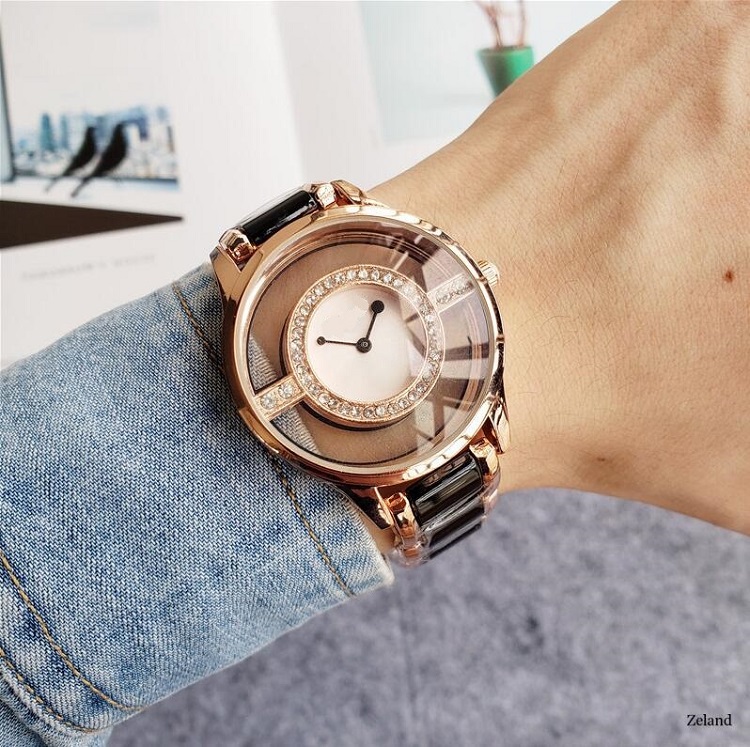 

Luxury Women Hollow Designer Watch Lady White Black Ceramic Steel High Quality Jpan Quartz Wristwatches, Slivery;brown