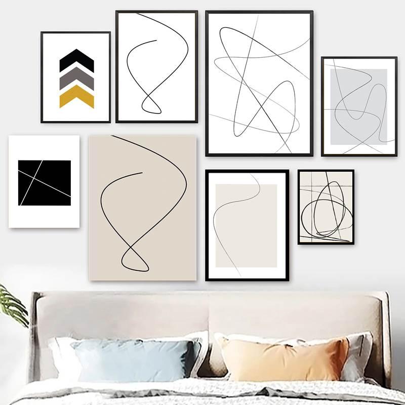

Paintings Canvas Poster Modern Abstract Line Art One Drawing Minimalist Living Room Wall