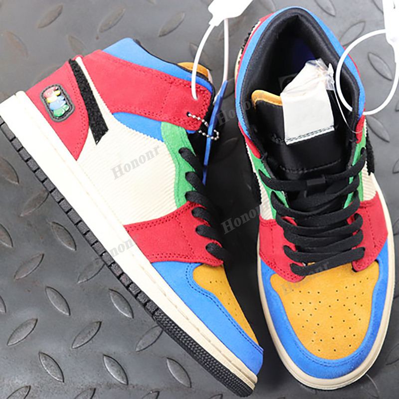

2021 Jumpman 1sMen Women Top Quality OG Mid Basketball Shoes Luxury Designer Mens Womens Colorful casual Trainers coach Sneakers With Box, #1
