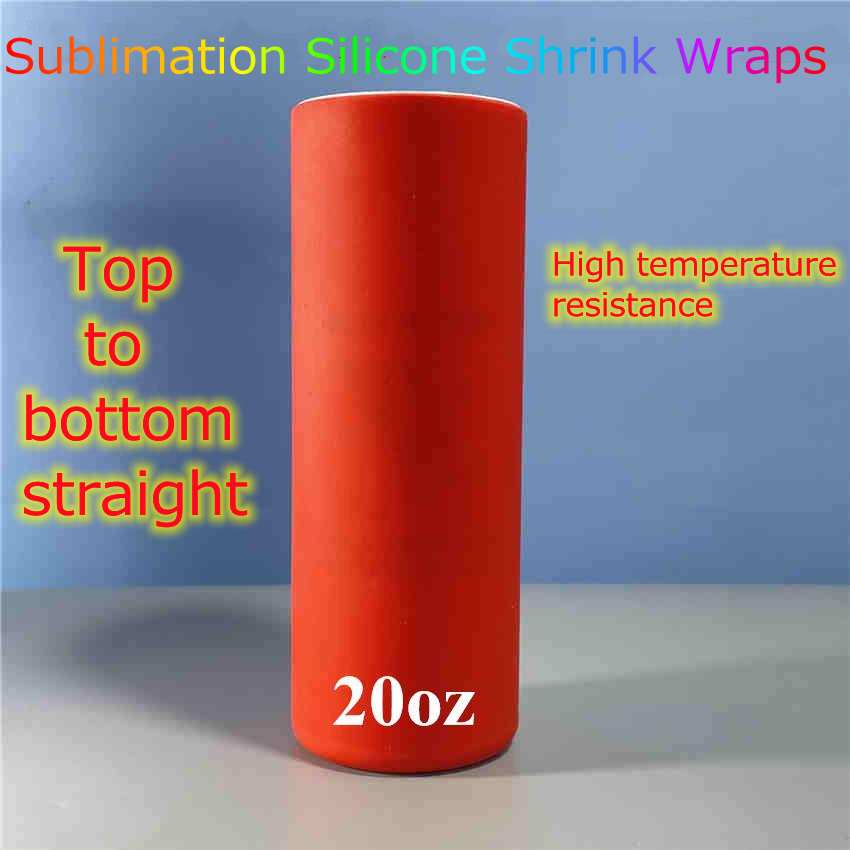 

Sublimation Silicone Shrink Wraps For 20oz white blank Straight Tumbler Laminating Supplies Full-Wrapped Recyclable Heat Transfer Clamp Printing, Orange