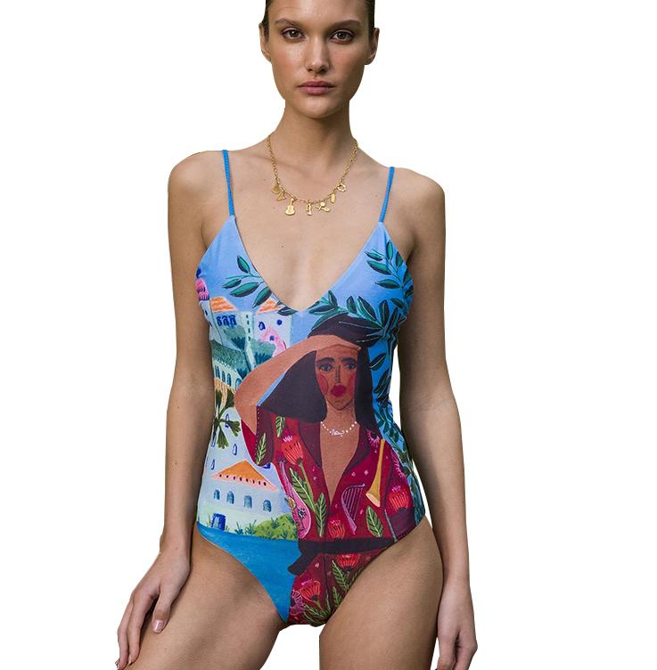 

Sexy Women Swimsuit One-Piece Print Bathing Suit Push Up Padded Female Swimwear Mujer Swimming Beach Wear Monokini Suits