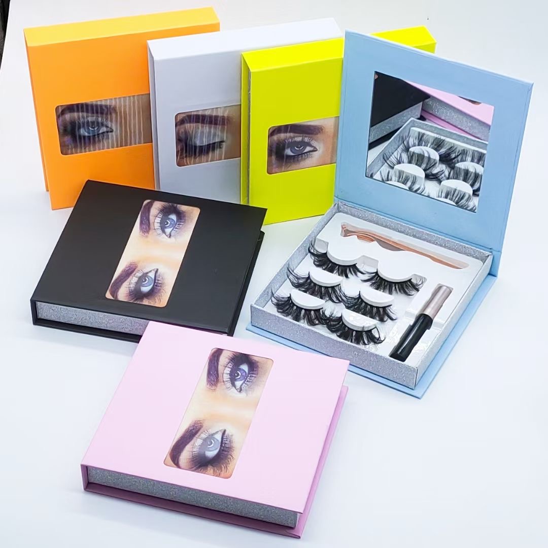 

Wholesale 3 Pairs Mink Lashes Box Natural Long Eyelashes Package Boxes Empty Case Set Make Up Tools