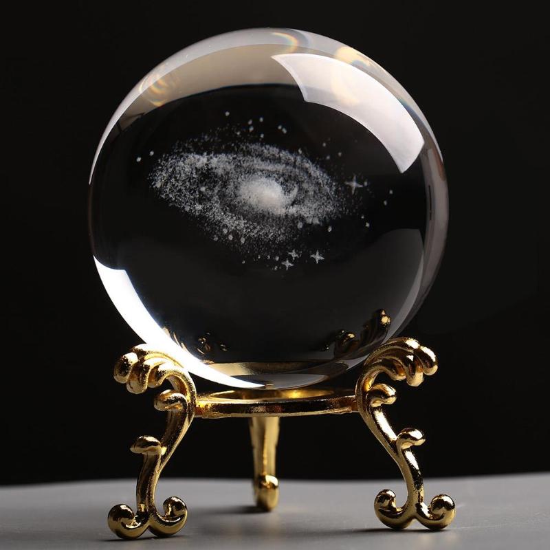 

Party Decoration Glass Ball Quartz Laser Engraved 3D Globe Galaxy Craft For Astrophile Sphere Gift Crystal Bal Fashion 6CM Miniature