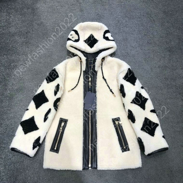 

Womens Jackets Comfortable Soft Fabric with Hat Pocket Decoration Loose Casual Mens Warm Coat Outdoor Wear Macro Monogrames Flower Shearling Jacket