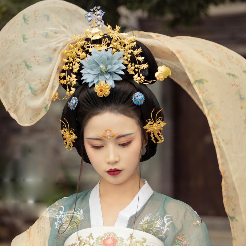 

Hair Clips & Barrettes LYZ Shan You Mu Xi 999 Fine Silver Gold Plated Bridge Tiara Recovering Antique Empress Crown Piece Drama Cosplay Acce, Golden;silver