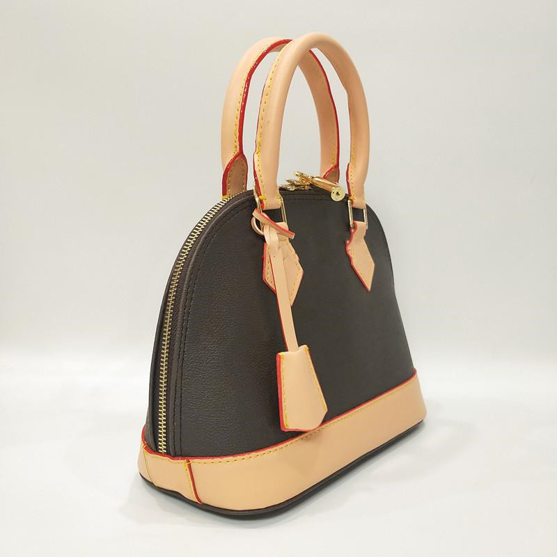

2021 High quality ALMA BB shell women handbag leather flower fashion design Embossed crossbody bag Messenger handbags with lock Shoulder strap, Coffee