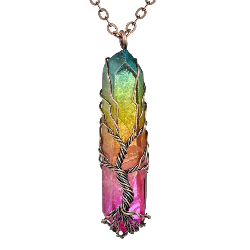

Chains Natural White Crystal Color Plated Hexagonal Pillar Pendant Necklace Faceted Prism Perfume Bottle Pendants, Silver